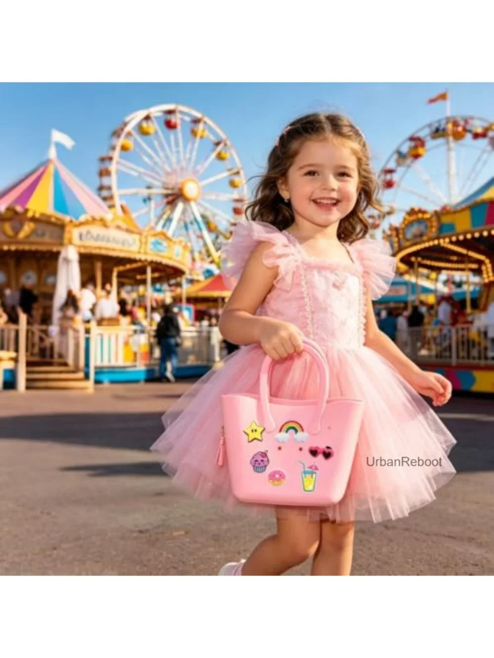 Mini Rubber Tote Bag for Girls Small Beach Bag with 25pc Decorations